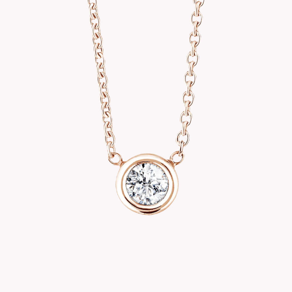 BEZEL DIAMOND NECKLACE - SAPFIRA Colliers  A simple and beautiful feminine bezel set diamond necklace in solid 18k yellow, white or rose gold. A perfect birthday gift and a piece of beautiful diamond jewelry.Chain length: 45 cmAvailable in 3 sizes 0.10, 0.30, and 0.50 carats.
