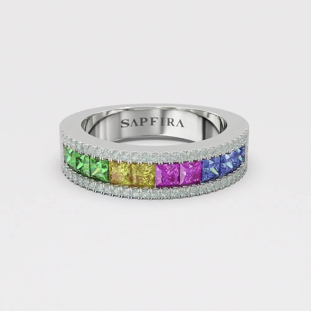 rainbow ring sapphires sapfira